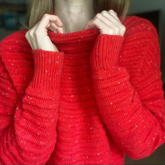 COURT & ROWE Red Mock Neck Sweater with Polka Dots Small NWT - Picture 2 of 6